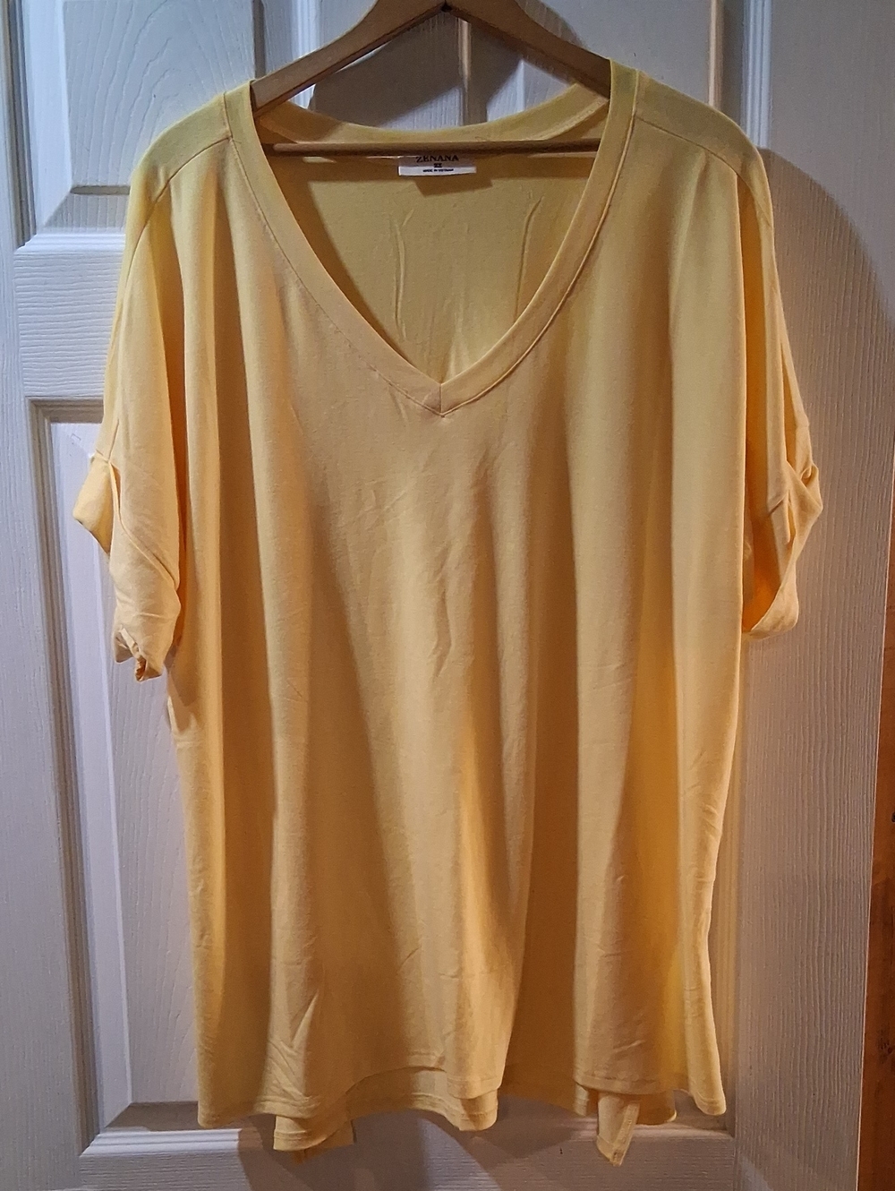 Zenana Outfitters Soft Yellow V-Neck Short Sleeve Tee